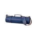 Personalized Blue Leather Knife Roll With Shoulder Strap