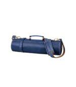 Personalized Blue Leather Knife Roll With Shoulder Strap