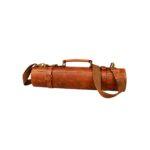 Vicenza Heritage Brown Leather Knife Roll with Shoulder Strap