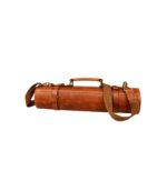 Vicenza Heritage Brown Leather Knife Roll with Shoulder Strap