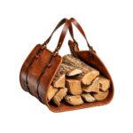 HearthBase Firewood Leather Log Carrier With heavy-duty handles