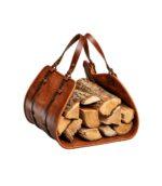 HearthBase Firewood Leather Log Carrier With heavy-duty handles