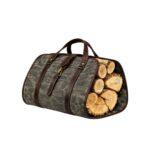 Waxed Canvas & Leather Firewood Log Bag