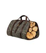 Waxed Canvas & Leather Firewood Log Bag