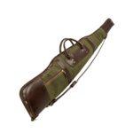 Classic Green Canvas & Leather Rifle Case - Padded Hunting Sleeve