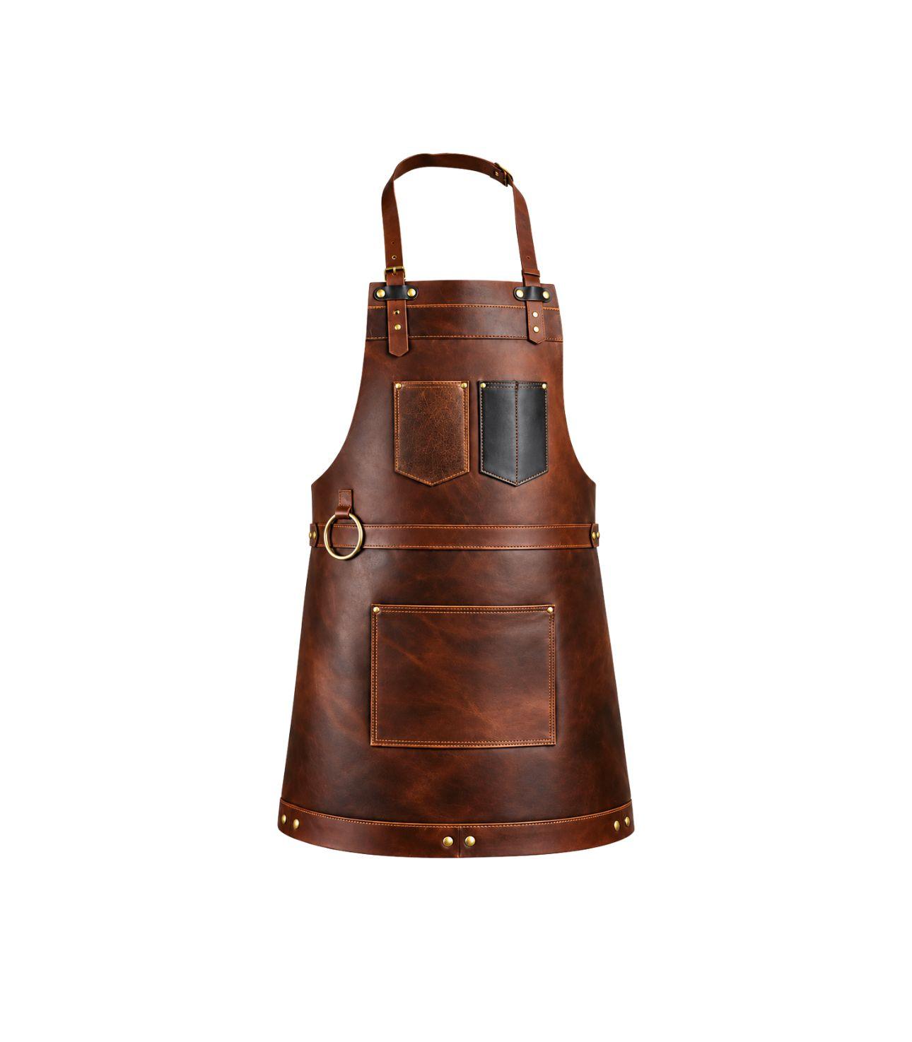 1 Artisan Dark Brown Full Grain Leather Apron - Image 1