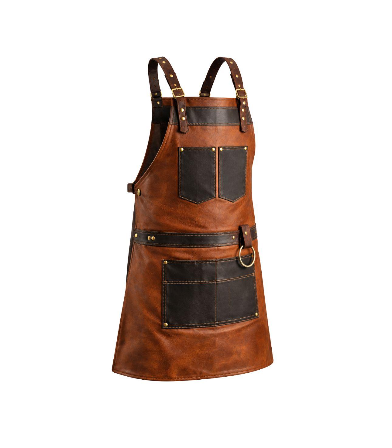 1 Expert Craftsmanship Brown Canvas Crossbody BBQ Apron - Image 1