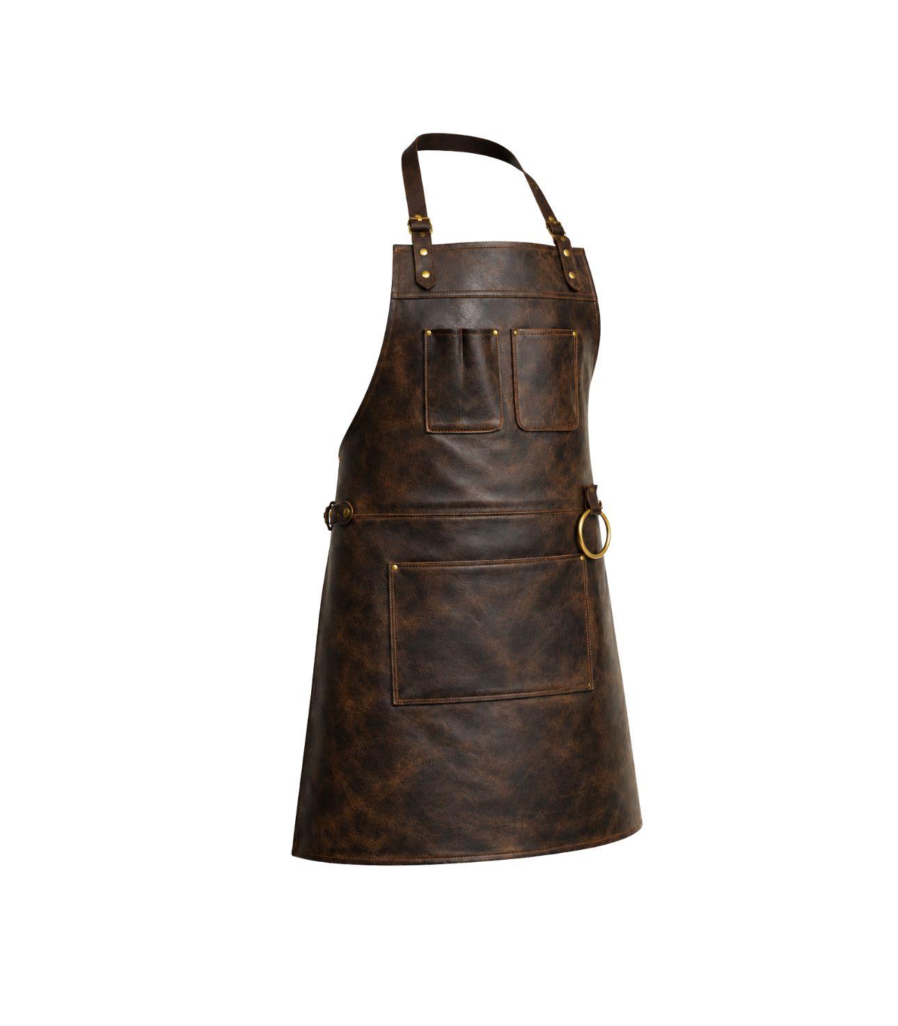 1 Front Pockets Yorkshire Full Grain Dark Brown Apron - Image 1