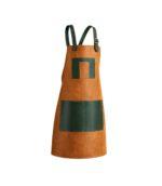 Olive Brown Pedro Leather Suede Apron