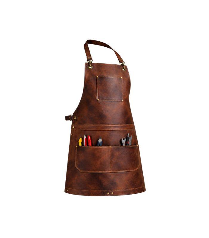 The Devon Brown Full Grain Leather Crossbody Apron