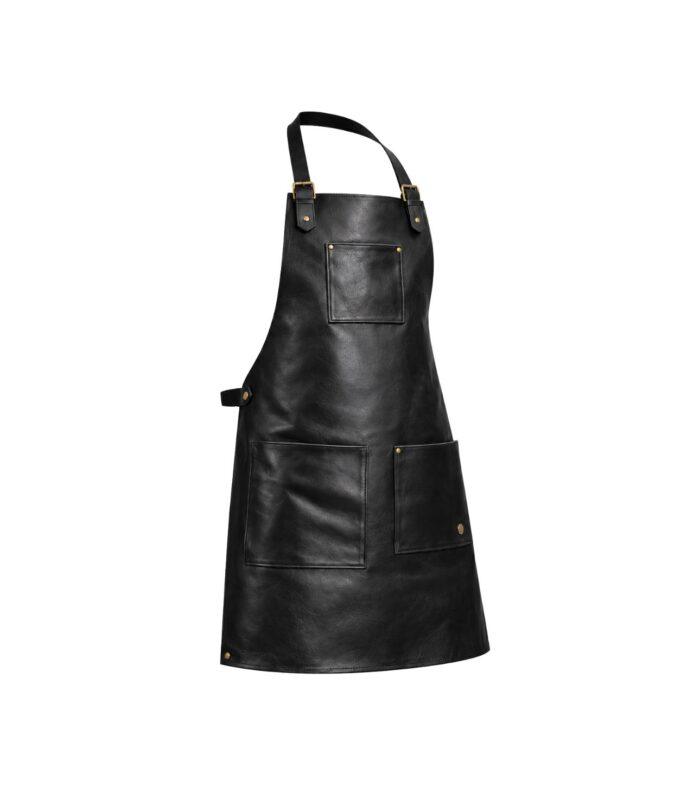 The Double Pocket Leather Apron - Black