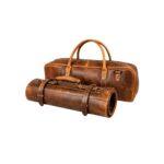 Brown Heritage Leather Knife Roll With Soft Padded