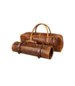 Brown Heritage Leather Knife Roll With Soft Padded