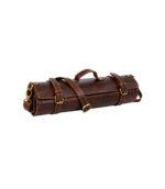 Dark Brown Leather Knife Roll With Shoulder Strap