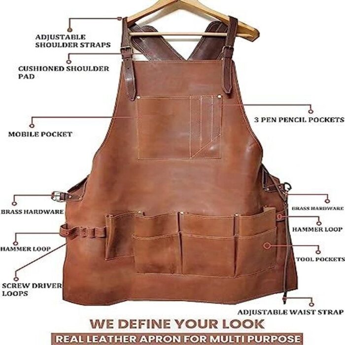 8 Pocket Leather Apron for Mechanics & Tools - Image 3
