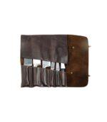 Lightweight Dark Brown Leather Knife Roll for Chef - Image 2