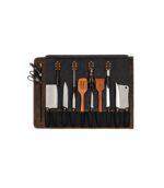 Tourbon Dark Saddle Leather Chef Knife Roll - Image 2