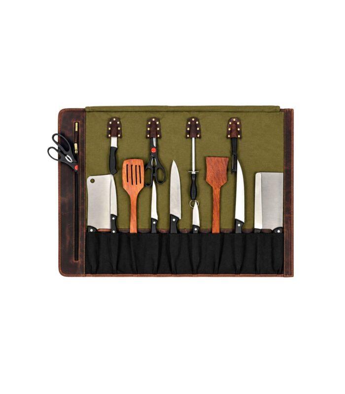Zakara Camo Canvas & Leather Knife Roll