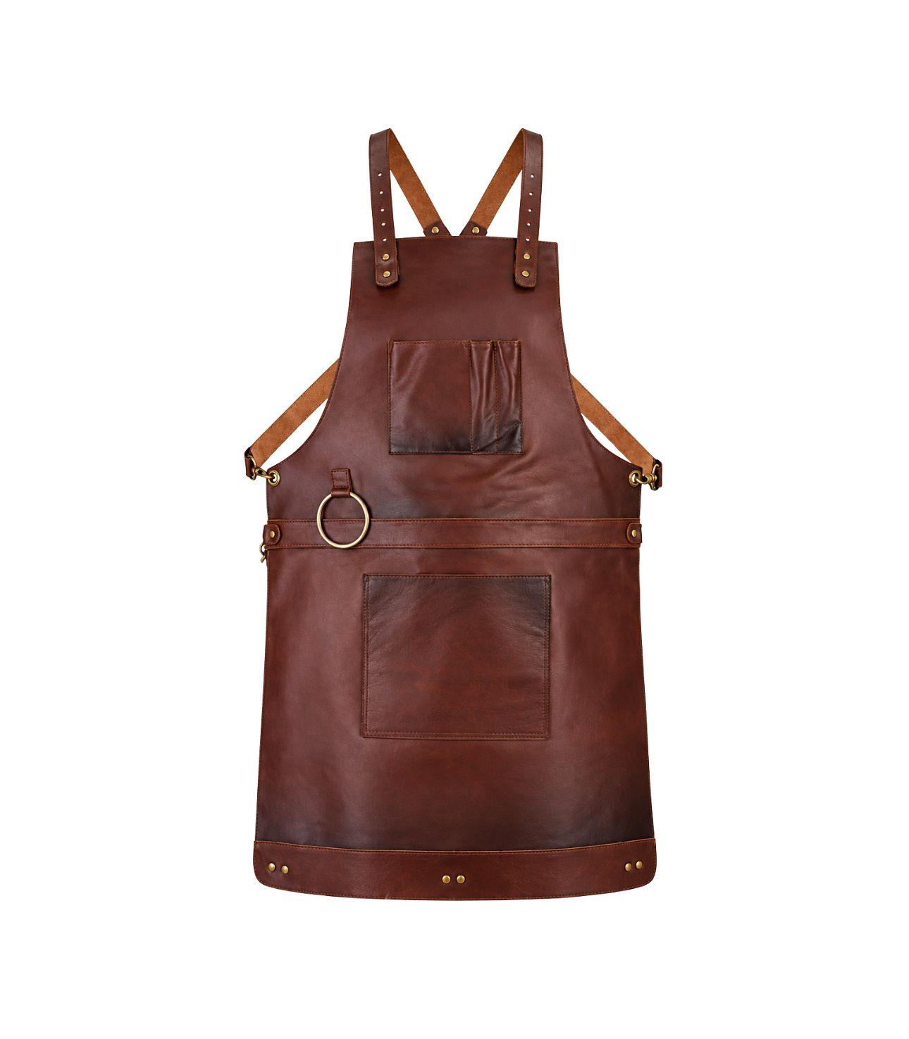 Front Pockets Yorkshire Full Grain Tan Brown Apron - Image 2
