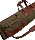 Waxed Canvas & Leather Shotgun Case with Brass Zipper - Image 2