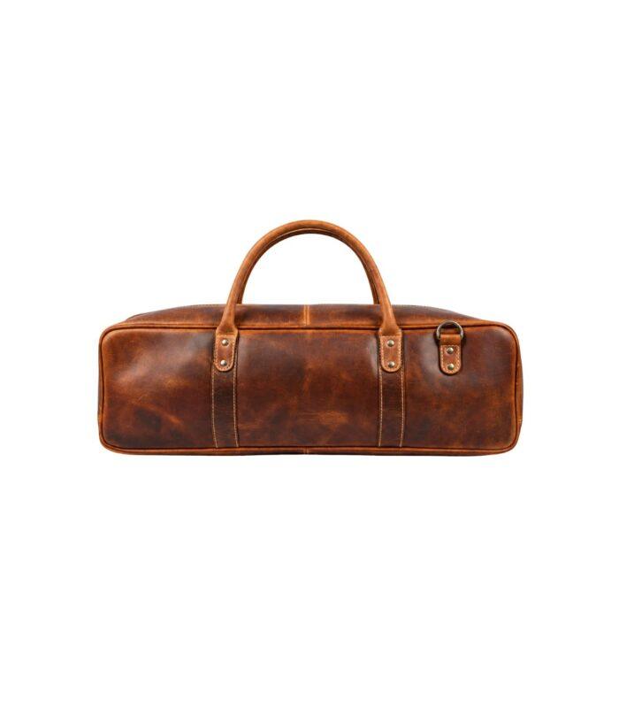 Brown Heritage Leather Knife Roll With Soft Padded