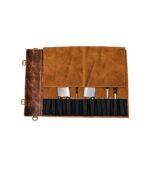 Dark Brown Leather Knife Roll With Shoulder Strap - Image 2