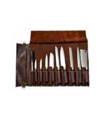 Elegant Burgundy Chef Knife Leather Roll - Image 2