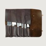 Lightweight Dark Brown Leather Knife Roll for Chef - Image 2