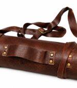 Elegant Burgundy Chef Knife Leather Roll - Image 3