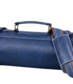 Personalized Blue Leather Knife Roll With Shoulder Strap - Image 3