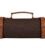 Tourbon Dark Saddle Leather Chef Knife Roll - Image 3