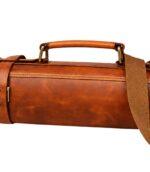 Vicenza Heritage Brown Leather Knife Roll with Shoulder Strap - Image 3