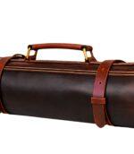 Walnut Brown Classic Leather Chef Knife Roll – 10 Slots - Image 3