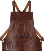 Front Pockets Yorkshire Full Grain Tan Brown Apron - Image 3