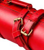 Black and Red Two-Tone Leather Chef Knife Roll - Image 3