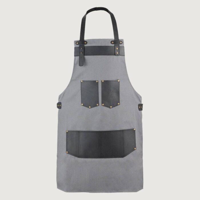 The Oxfordshire Grey Canvas Apron With Black Pocket Apron - Image 2