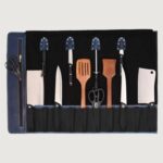 Personalized Blue Leather Knife Roll With Shoulder Strap - Image 3