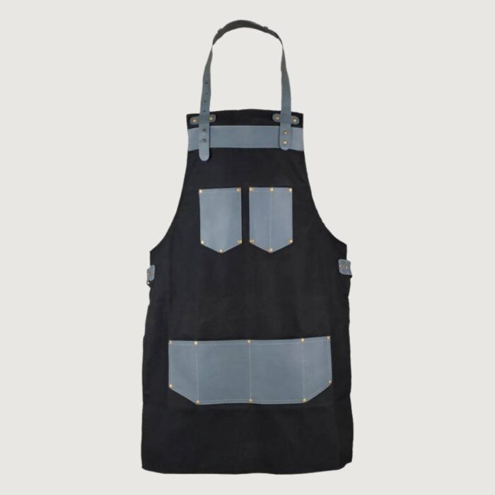 The Kent Black Canvas and Grey Leather Pocket Apron - Image 2
