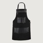 The Nottinghamshire Black Canvas Apron With Black Top Grain Leather Pocket - Image 2