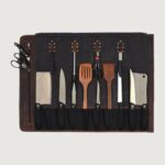 Tourbon Dark Saddle Leather Chef Knife Roll - Image 2