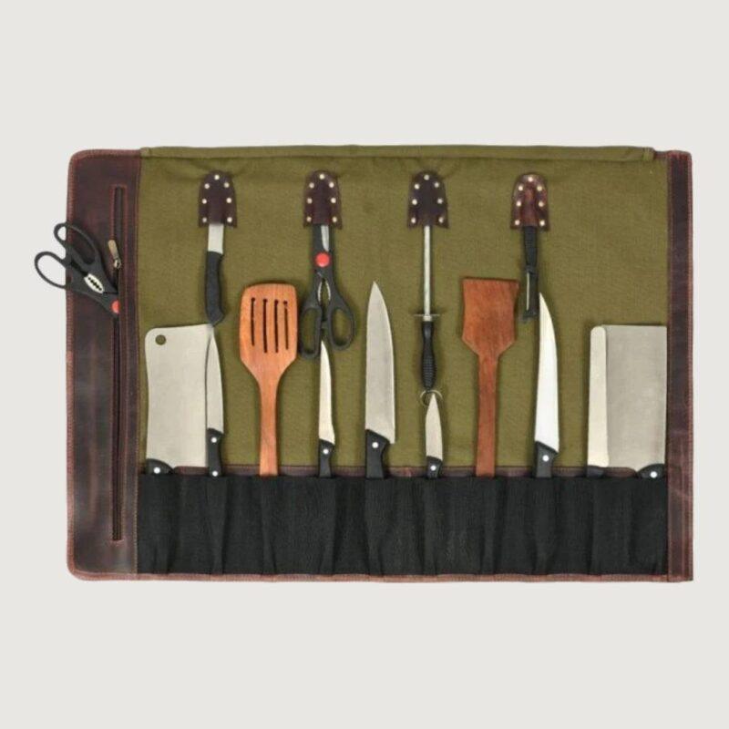 Zakara Camo Canvas & Leather Knife Roll