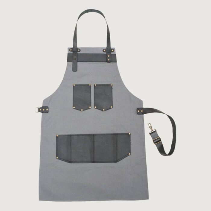 The Oxfordshire Grey Canvas Apron With Black Pocket Apron - Image 3
