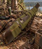 Classic Green Canvas & Leather Rifle Case - Padded Hunting Sleeve - Image 4