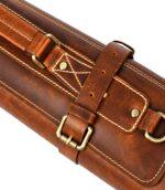 Walnut Brown Leather Chef Knife Roll with 10 Slots & Shoulder Strap - Image 4