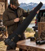 Black Leather Clay Shotgun Case - Padded Sporting Sleeve - Image 4