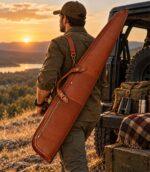 Handcrafted Leather Clay Shotgun Case - Padded Hunting Sleeve - Image 4