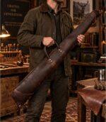 Distressed Brown Leather Shotgun Case | Handmade Hunting Slip - Image 4