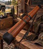 Brown Leather Shotgun Slip Case with YKK Zipper - Image 4