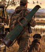 Two-Tone Brown & Green Leather Rifle Case - Padded Hunting Sleeve - Image 4