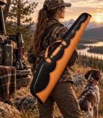 Embossed Elephant Print Leather Rifle Case - Padded Hunting Sleeve - Image 4